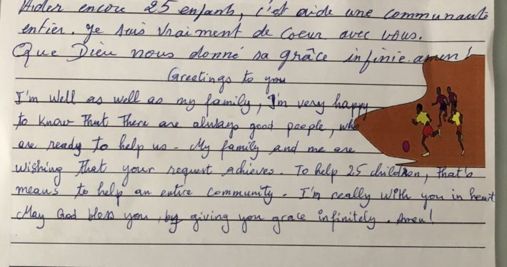 Aiche from Mali wrote us a letter