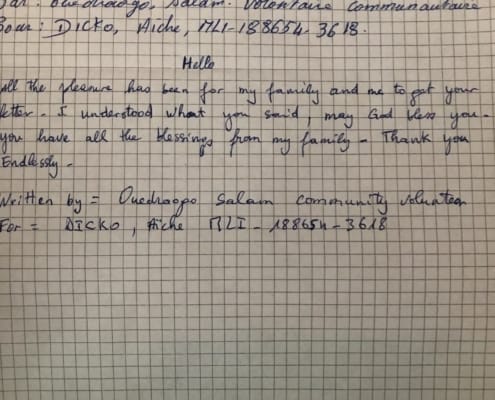Aiche from Mali sent us and Aqua a letter