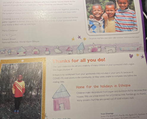 We received Christmas cards from Degemegn in Ethiopia today.
